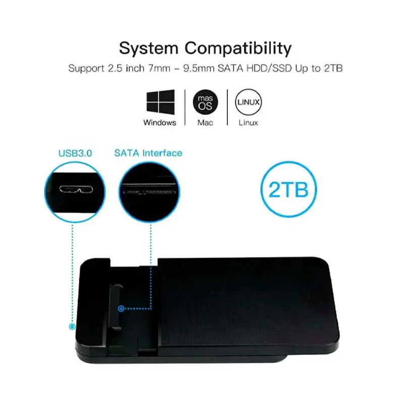 KESU K103 SATA External Hard Drive Enclosure HDD SSD Case
