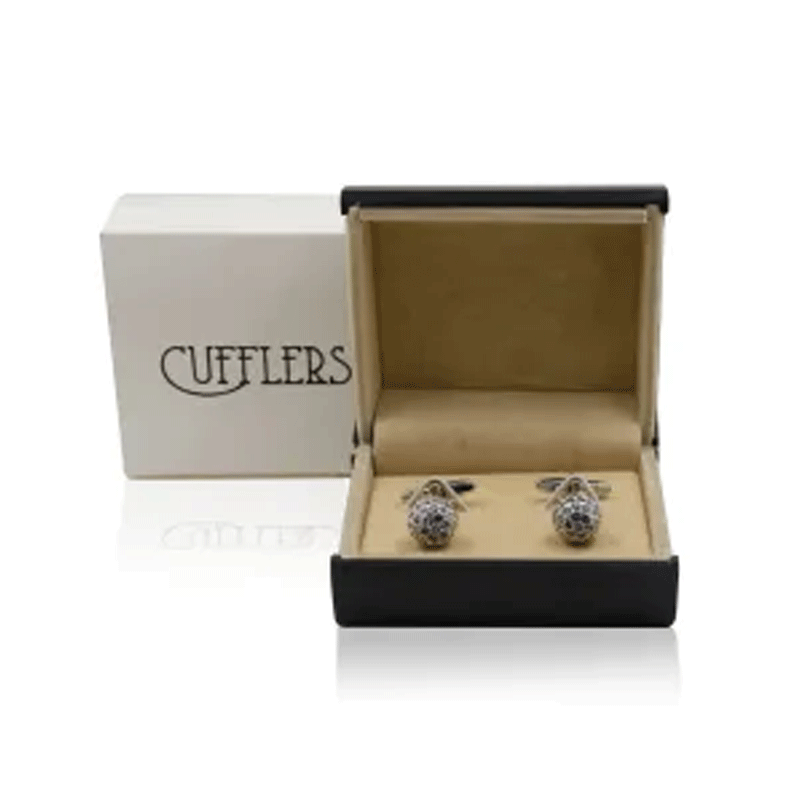 Cufflers Men’s Pink/White Stones Engraving Exclusive Cufflinks For Gifts with Gift Box – CU-2034