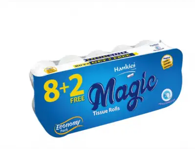 Hankies Magic Toilet Tissue Rolls 8+2 Free | Ultra Soft, Highly Absorbent, and Long-Lasting | Economy Pack