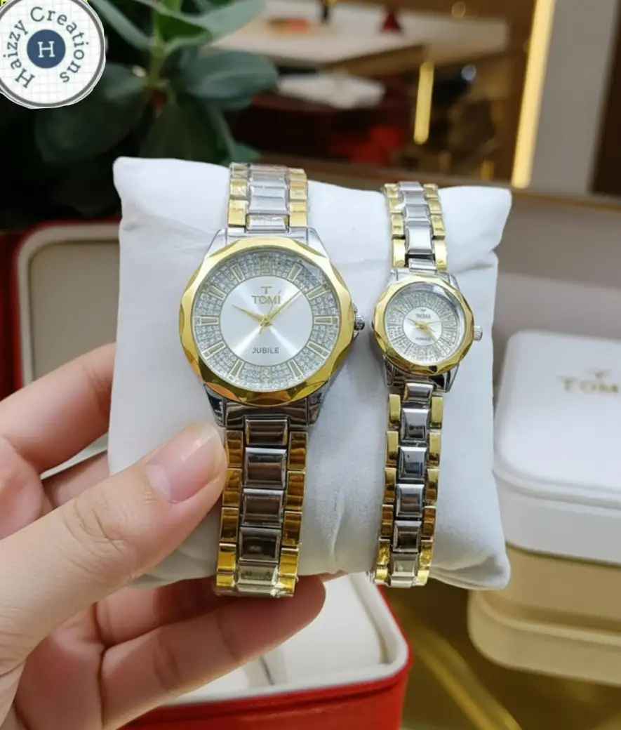 TOMI COUPLE WATCHES GOOD LOOKING DIAL  NEW STAR DAIMOND CUT GLASS