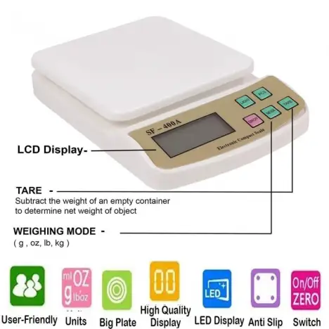 SF-400A 10Kg/1g Digital Kitchen Scale Postal Food Weight Machine