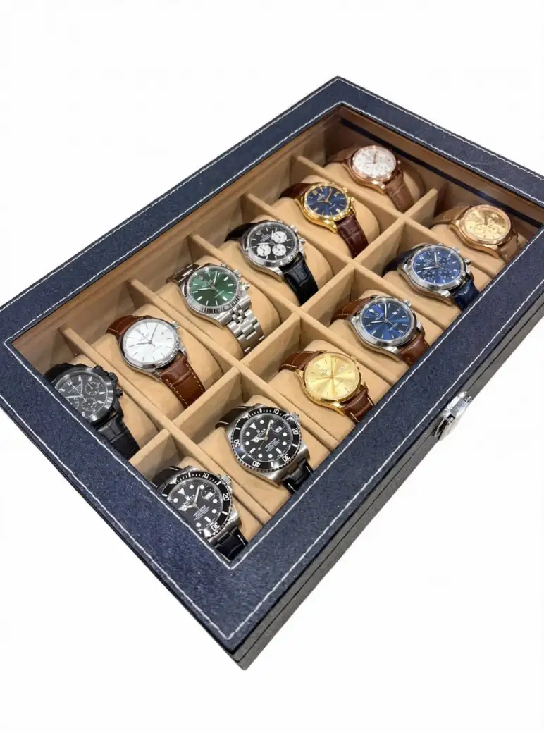 12 Slot Luxury Watch Storage Box & Organizer – Premium Watch Display Case with Cushioned Compartments