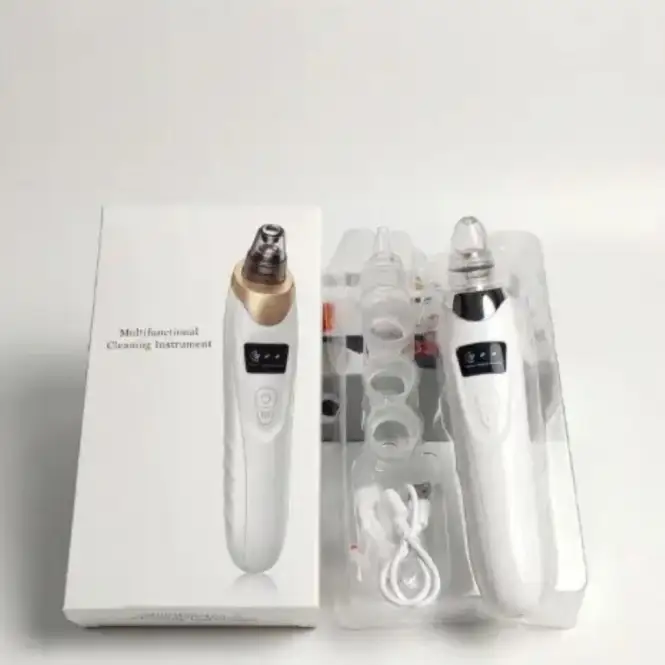 Multifunctional Cleaning Instrument – Blackhead Remover Vacuum, Electric Facial Pore Cleaner & Skin Cleaning Device with Digital LED Display, Interchangeable Suction Heads, USB Rechargeable & Storage