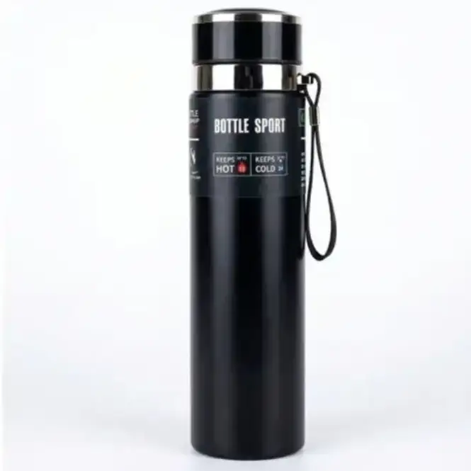 Stainless Steel Sports Bottle 1 Liter BS-5-OS – Vacuum Insulated Flask, 1 Liter Water Bottle, Metal Travel Mug & Sports Drink Container with Double Wall, Leakproof Cap, Carrying Strap & White Retail G