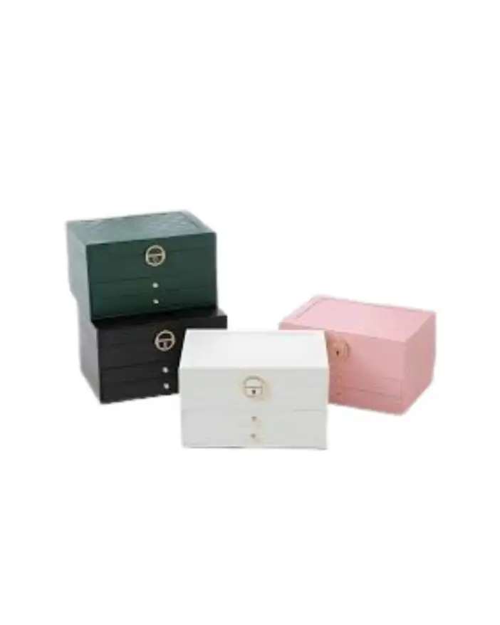 Retro Design Three-Layer Jewelry Box Organizer, Premium Multilayer Leather Earrings and Accessories Storage Case, Modern Style Jewelry Organizer for Women, Elegant Jewelry Holder for Rings, Necklaces,