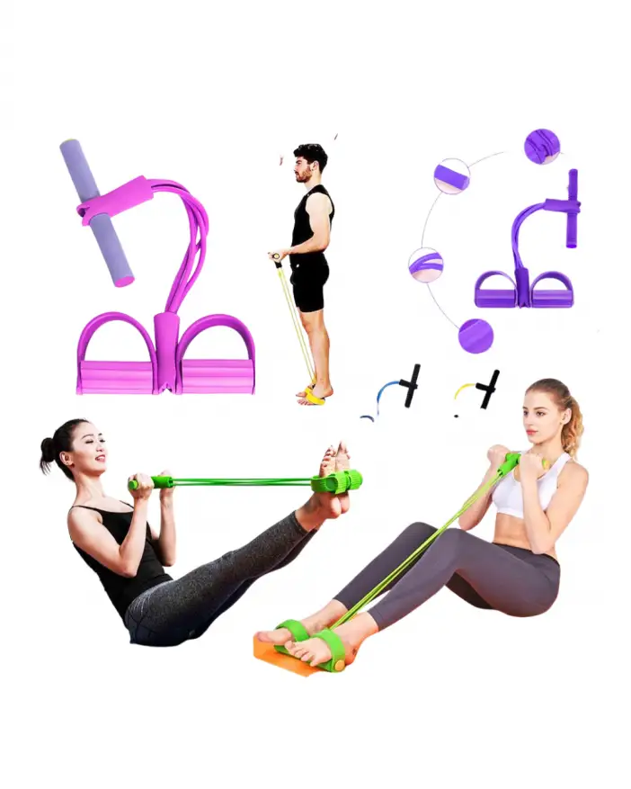Slimming Body Shaper Tummy Trimmer Resistance Bands Pull-Up Action Rower Abdominal Exerciser Fitness Equipment for Home Workout Muscle Strength Training Waist Toning Belly Exercise Arm Leg Workout