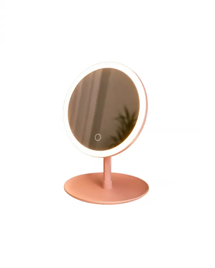 3 Modes Rechargeable LED Makeup Mirror with Stand, Adjustable Brightness Vanity Mirror, Touch Sensor Control, Built-in LED Lights, USB Charging, Portable Cosmetic Mirror, Elegant Tabletop Dressing Mir