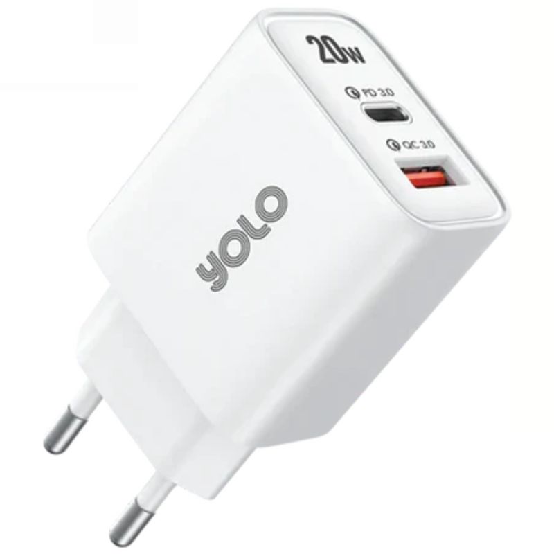Yolo Dual Port Type C to Type C Charger 20W (Y-201c) With 6 Month Official Warranty