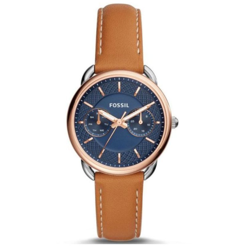 Fossil Jacqueline Brown Leather Strap Blue Dial Watch For Ladies - ES4274