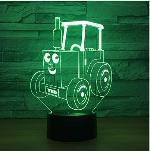 Funny Tractor Shape 3-D Optical Illusion Night Lamp Bedside Table Lamp