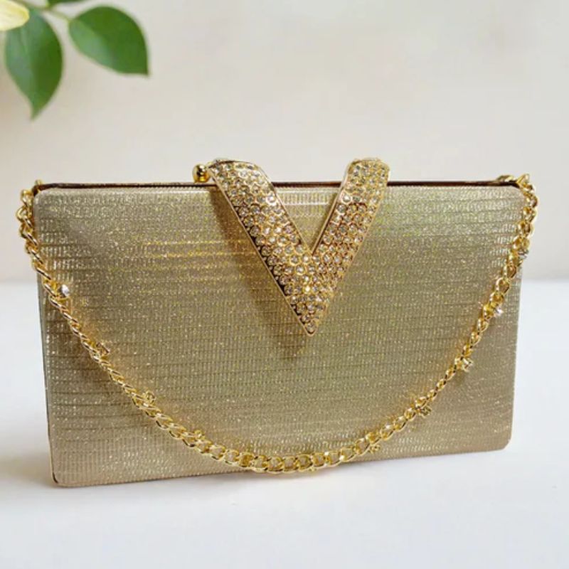 Golden Fancy Clutch for Women
