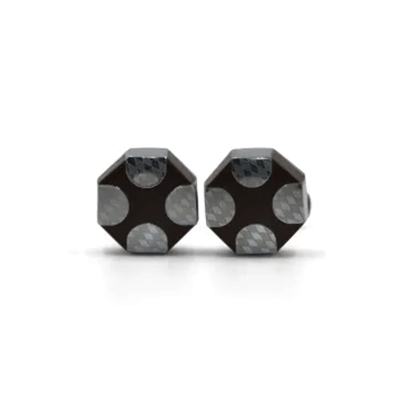 Cufflers Novelty Cufflinks CU-2023 with Free Gift Box – Black & Silver Hexagon Design