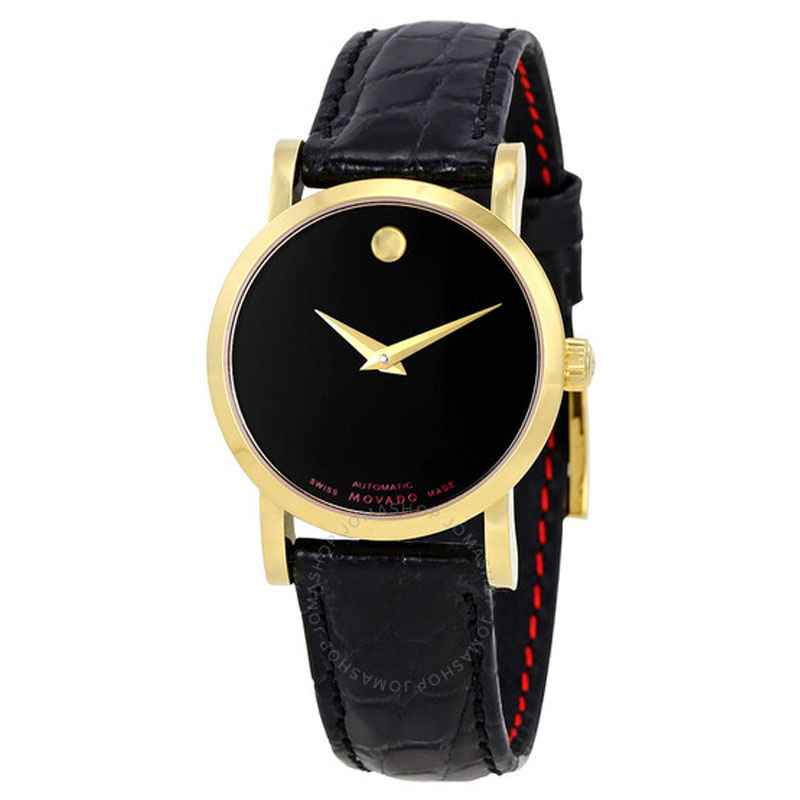 Movado Red Label Automatic Black Dial Ladies Watch 0607010