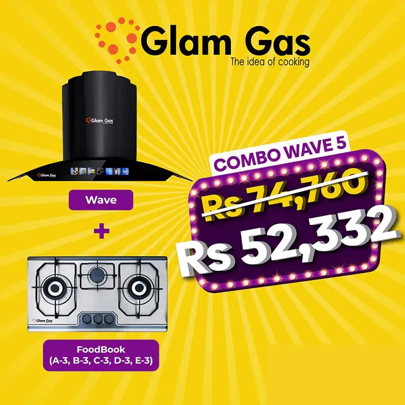 Glam Gas Combo Waves 5 Mega Madness Sale: Kitchen Hood & Hob - Flat 30% OFF!