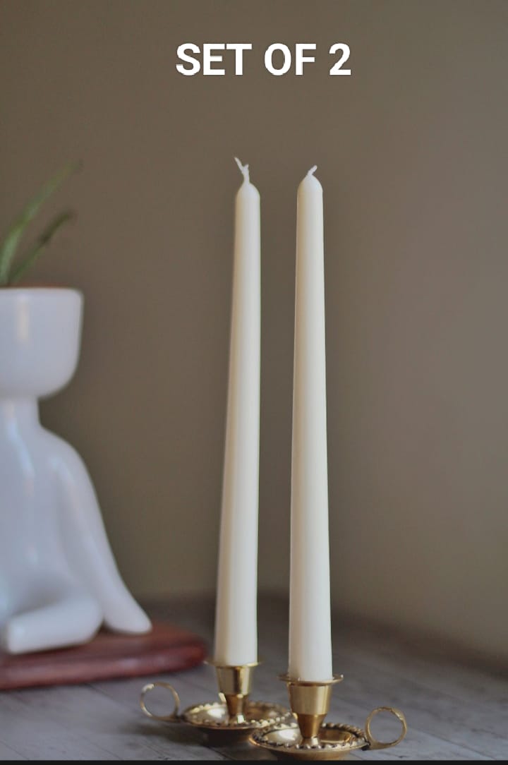 SET OF 2 - CANDLES CITY SCENTED WHITE CLASSIC TAPER CANDLES (10 INCHES TALL)