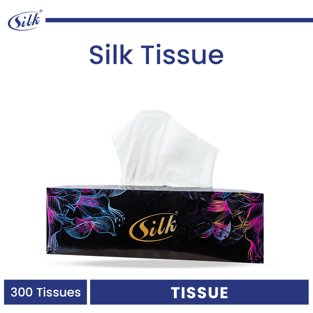 Silk Tissue Box 150 Pulls/ 300 Tissues - Soft & Gentle Multipurpose Tissues