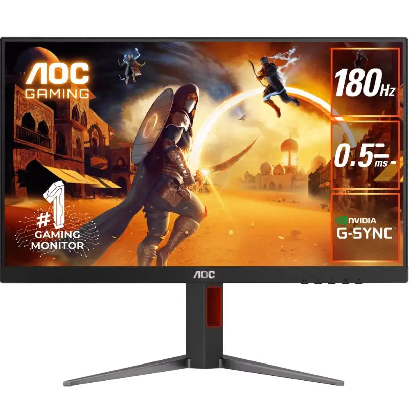 AOC 3-Sided Framless Ergonomic Gaming LED 23.8" 24G4 (0.5ms (MPRT), 180Hz, IPS Panel, FHD