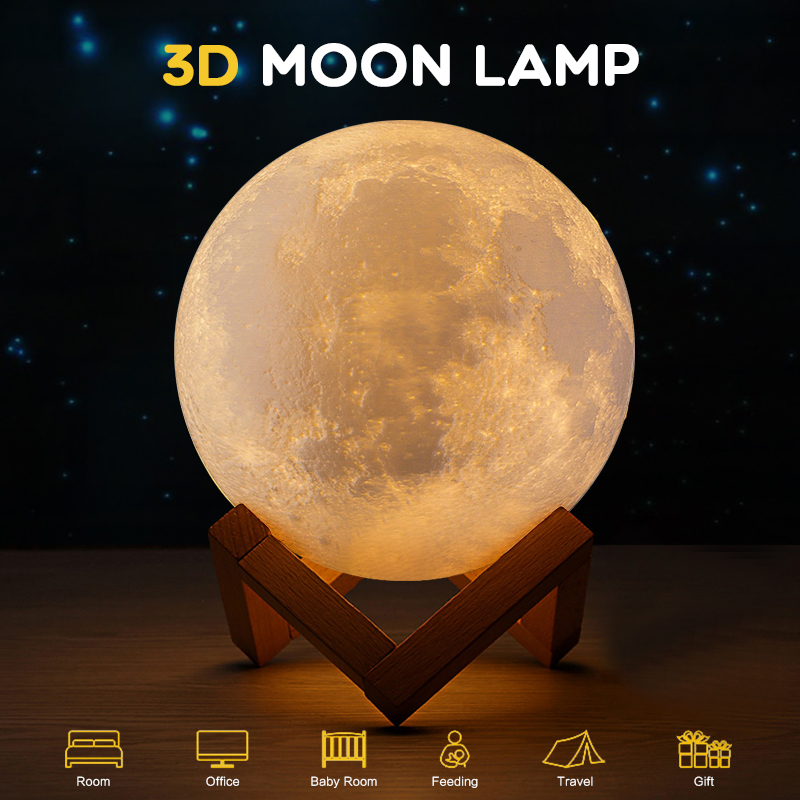 3D Touch Moon HD Lamp