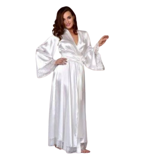 Nighty Beautiful Bridal white Silk Long Gown Bridal Night Suit Nightwear Sleepwear Night Dress by Zee