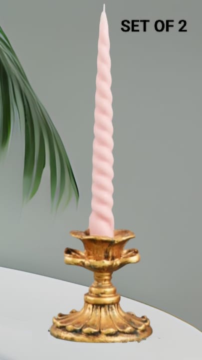 CANDLES CITY -- TWO LONG SPIRAL TAPER CANDLES IN PASTEL COLOR (20 CM TALL)