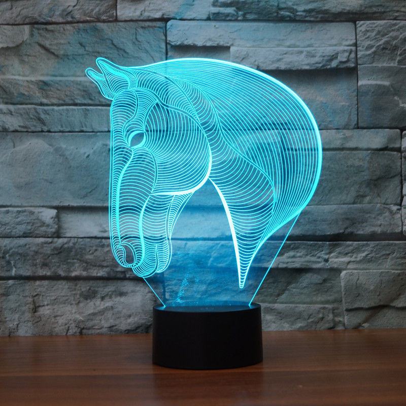 3D Horse Head Illusion Lamp, 3D Night Light for Boys Girls Table Desk Lamp Table Lamp