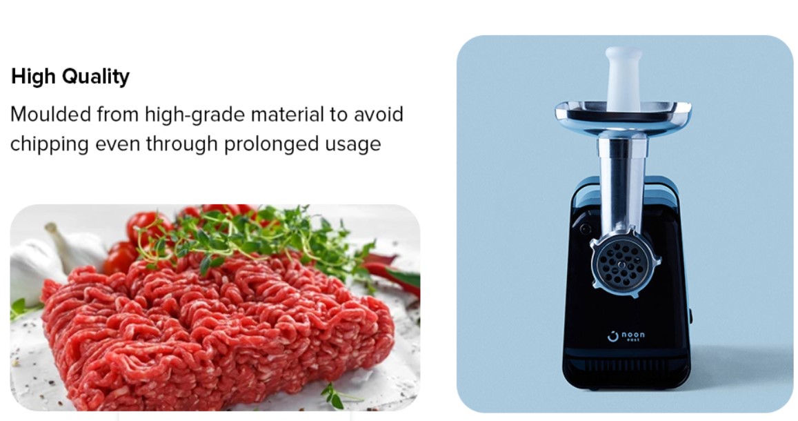 Noon East Electric Meat Grinder And Mincer - 1300 W Rust Free- Black/Silver 1300.0 W MG5002 Black/Silver
