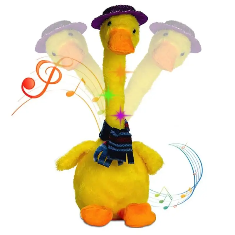 Dancing Duck Interactive and Plush Toys Repeat Talking Toy With Lights and Music - Operated Battery