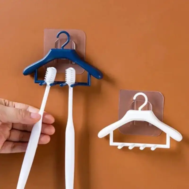 Creative Wall Mounted Hangers Style Toothbrush Holder Tooth Brush Razor Organizer(random color)