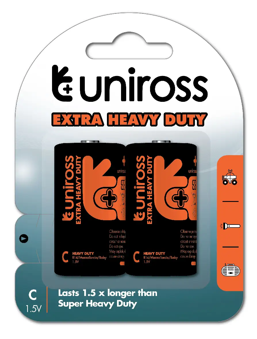 Uniross Original "C" Size Extra Heavy Duty Battery Cell ( 2 Pcs )