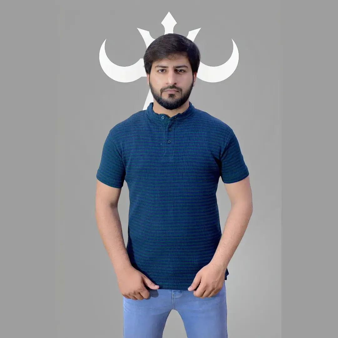 Gambluss Thermal Stripper Henley  POLO - NAVY