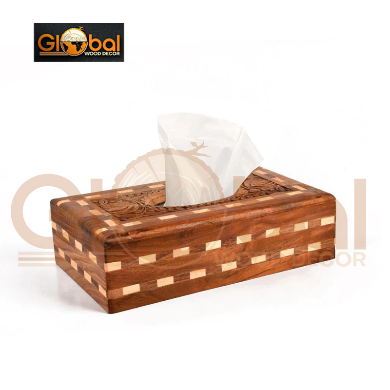 HAND MADE CHESS DESIGN WOODEN TISSUE BOX