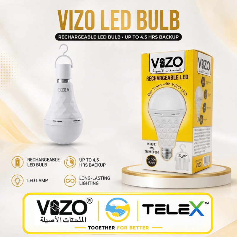 Vizo AC/DC LED Emergency Bulb 15W – Auto-Charging Dual Mode Smart Emergency Light Bulb