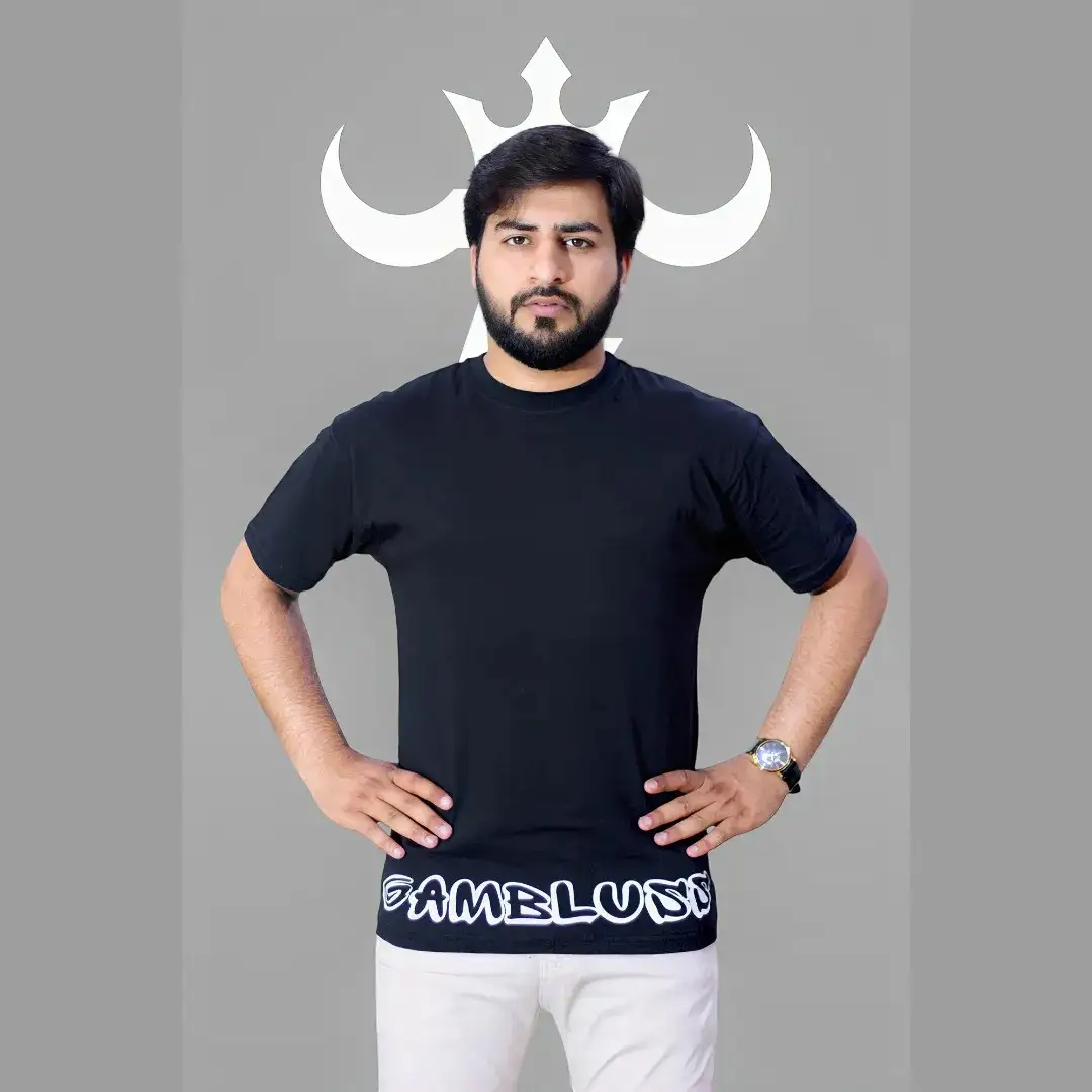 Gambluss streetwear Drop Shoulder summer jersey T-Shirt-Black