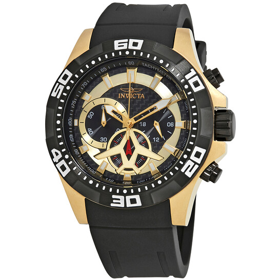 Invicta Aviator Multi-Function Black Carbon Fiber Dial Black Polyurethane Men's Watch