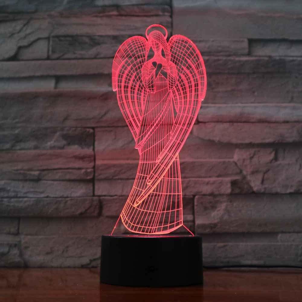 3D Angel Wing Night Light Table Desk Optical Illusion Lamps