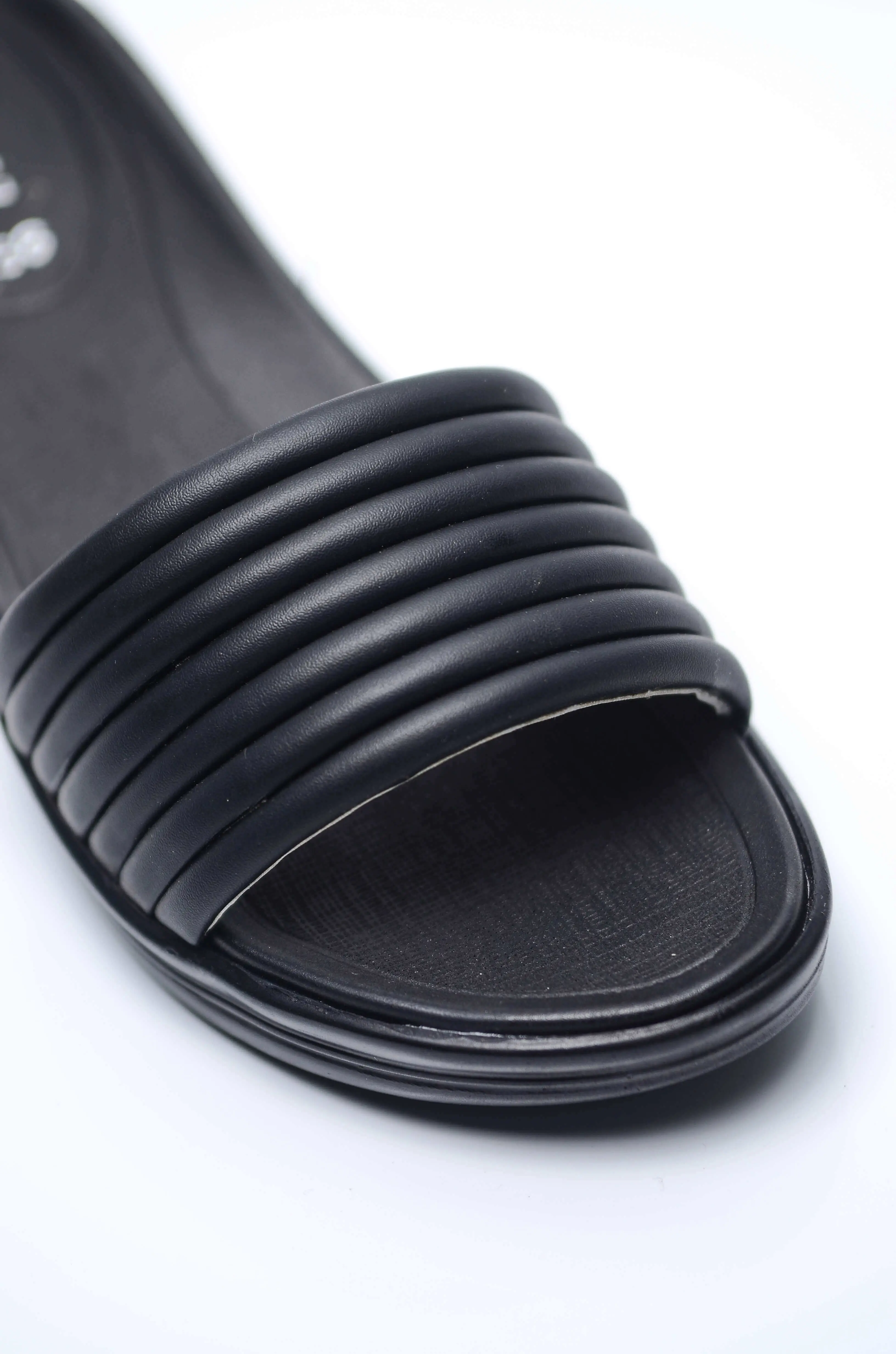 Credez Black Medicated Flat Slipper For Women PU-001- Black