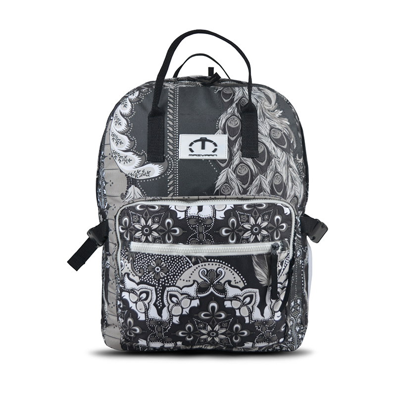 MAIYAAN BLACK AND WHITE FLOWERS BACKPACK [CLASS 3-8]