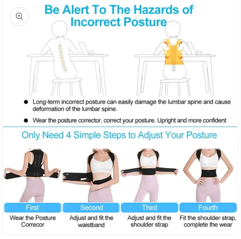 Posture belt, posture corrector belt, Back support belt, Back Pain Relief Shoulder Back Support Belt