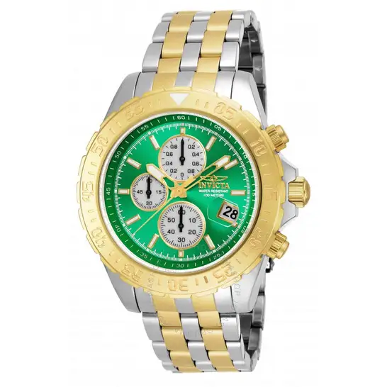 Invicta Aviator Chronograph Green Dial Two-tone Men's Watch