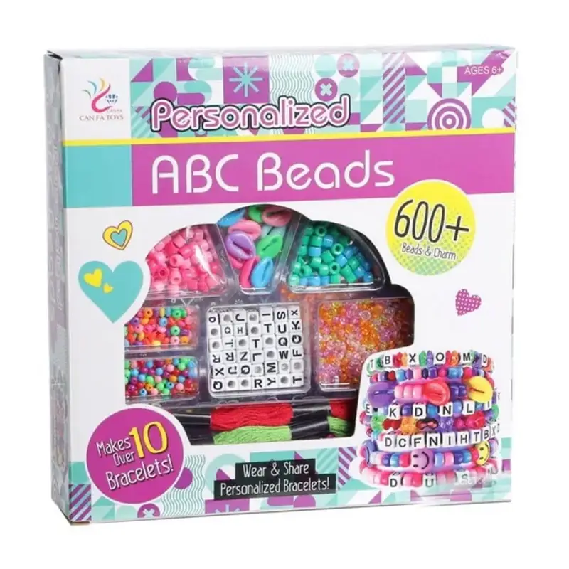Personalized ABC Beads Bracelets Set Make Over 10 Bracelets - 600+ Beads and Charm