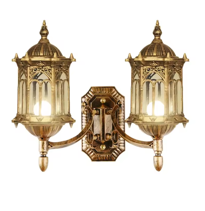 European Style Double Heads Outdoor Exterior Wall Lamp Retro Villa Waterproof Courtyard Balcony