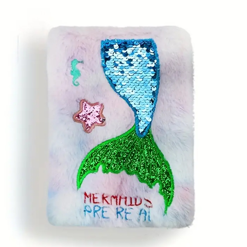 Mermaid Plush Sequin Woolen Cover Notebook