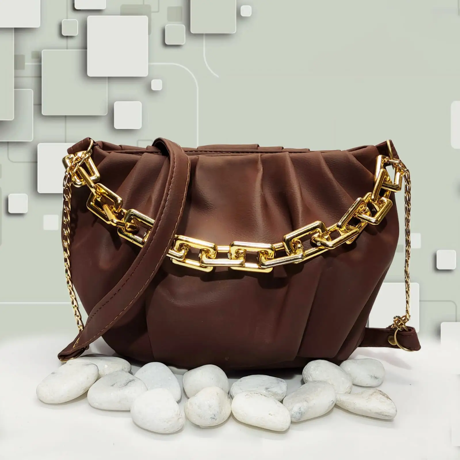 Stylish Golden chain Bag ( Golden Brown )