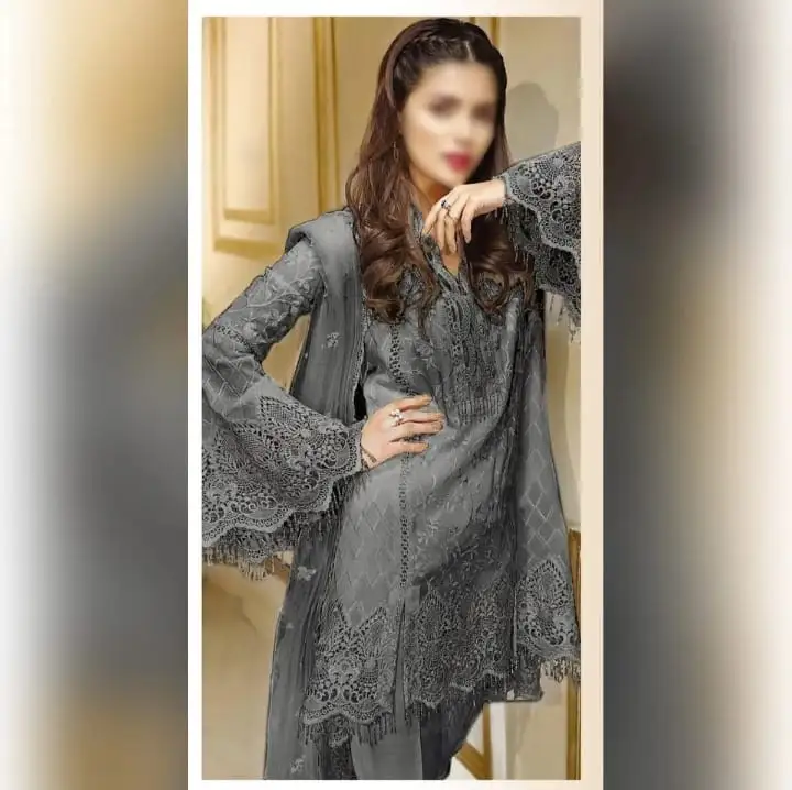 New Stylish Unstitched Net Dress For Women