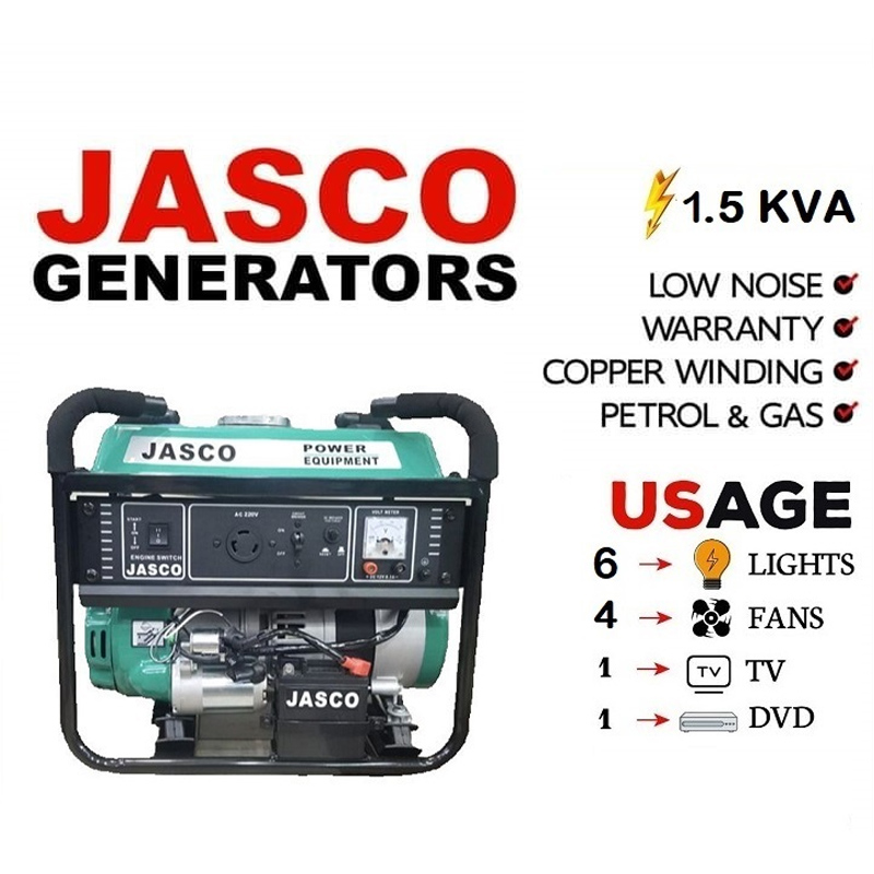 Jasco J-1800DLX-S Titanium Series 1.5 KVA Self Start Gasoline Generator With Official Warranty