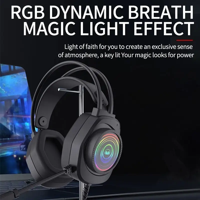 Monster Headphone PRO Gaming Headset with Mic for Xbox One PS4 Switch and PC/Surround Sound Over-Ear Gaming Headphones with Noise Cancelling Mic, LED Lights, Volume Control for Smart Phone, Laptops,Ma