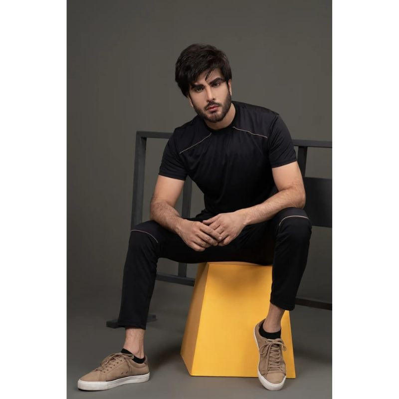 Black shoulder stripe tracksuit for men