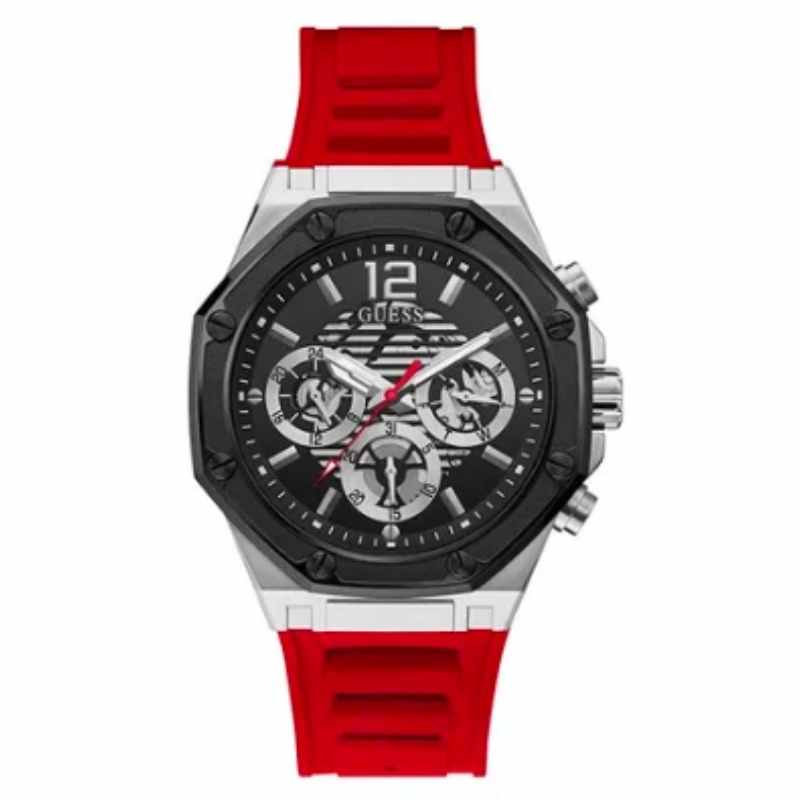 Guess Men's Momentum Chronograph Silicone Wrist Watch GW0263G3 - 44mm - Red