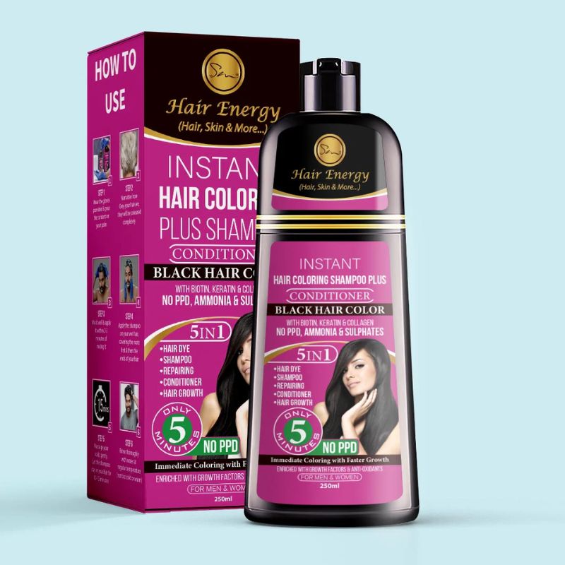 Hair energy Instant hair coloring Shampoo+conditioner (Black)
