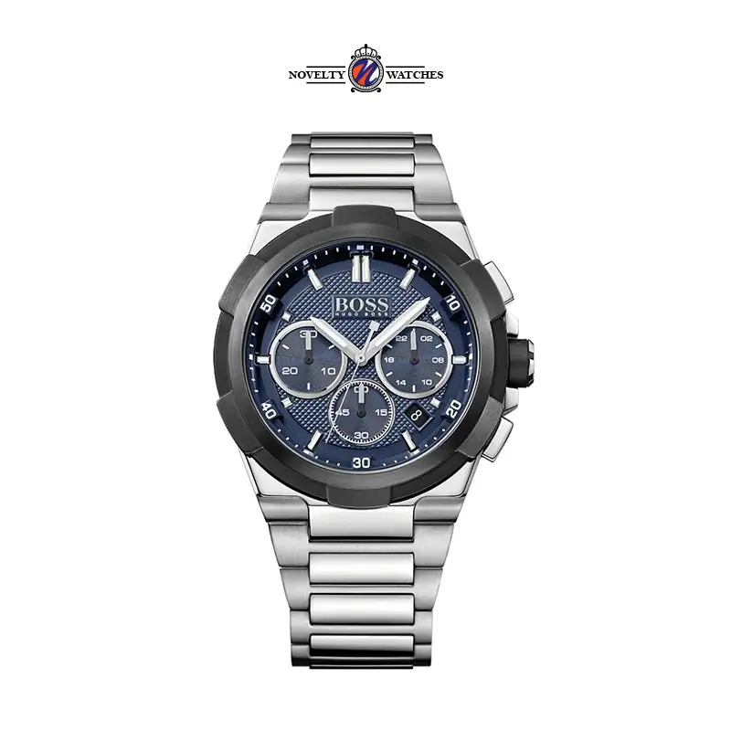 Hugo Boss Men’s Chronograph Quartz Stainless Steel Blue Dial 46mm Watch 1513360